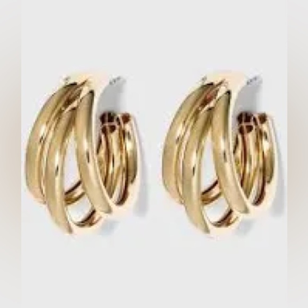 Gold Multi-Band Hoop Earrings - Women Jewelry